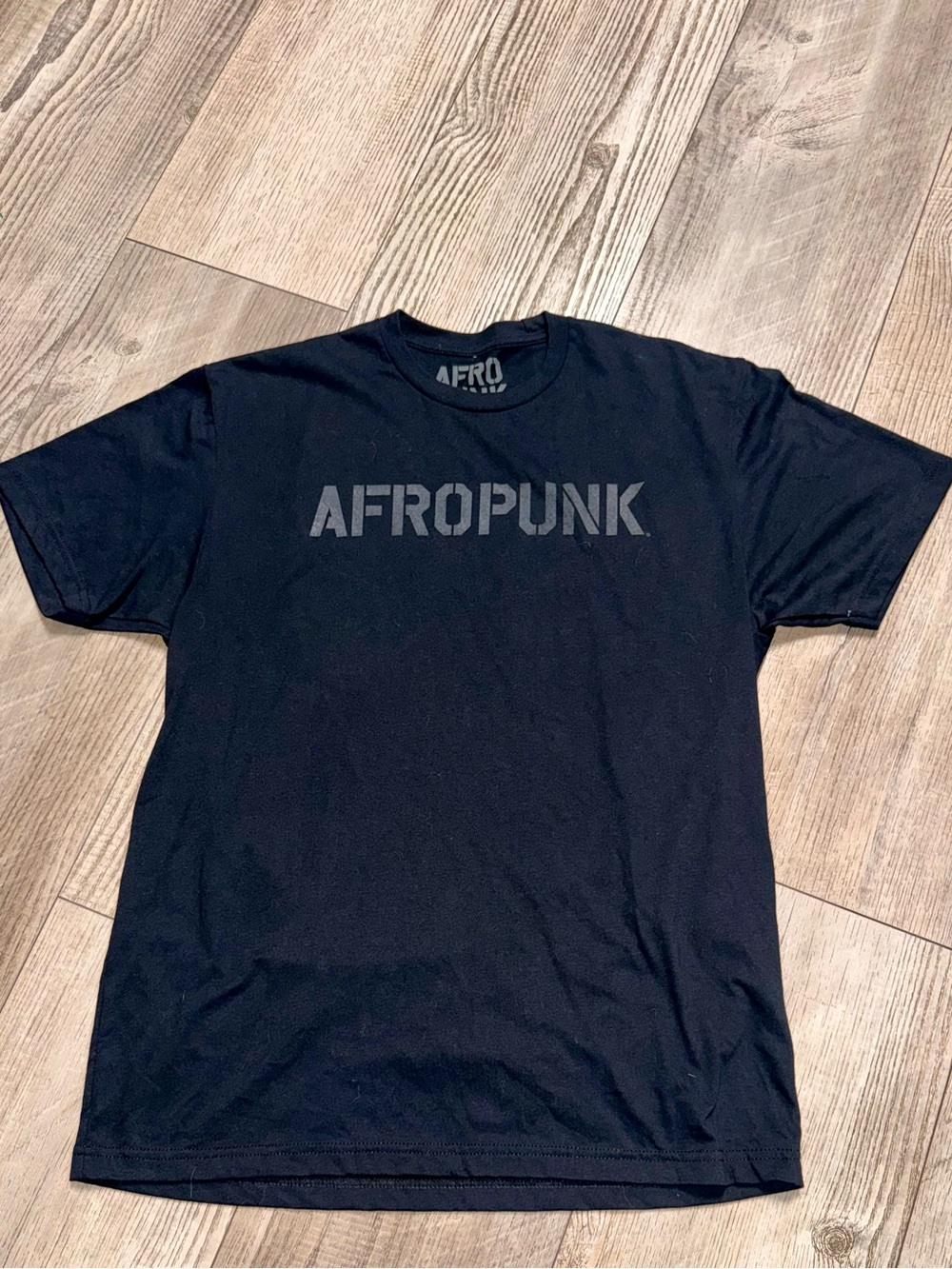 black crew-neck t-shirt distressed "AFROPUNK" logo Aftopunk Festival L